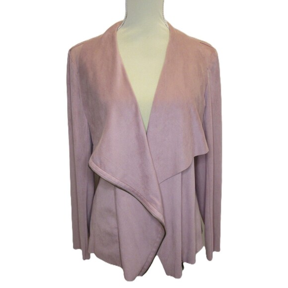 Anthropologie Jackets & Blazers - Mote Anthropologie Dusty Pink Vegan Suede Moto Drape Jacket  Womens L Boho Femme